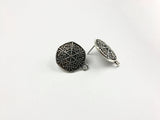 1 pair(2pcs), 23mm x 19mm, Vintage Style Round Shaped Alloy Ear Stud in Antique Gold