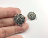 1 pair(2pcs), 23mm x 19mm, Vintage Style Round Shaped Alloy Ear Stud in Antique Gold