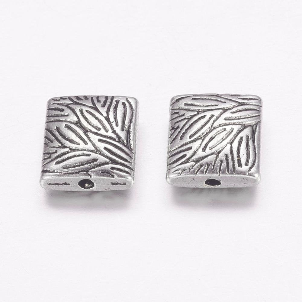 2 Pair (4pcs) , 10mmx9mmx4mm, Lead Free and Cadmium Free Antique Silver Tibetan Style Square Link