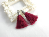 2pc Approx 35-40mm, Beautiful Maroon Silk Tassel In Silver Cap