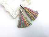 2pc 40mm Beautiful Multi-Colour Silk Tassel In Silver Cap