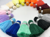2pcs, 4cm Silver Embellished Brush Cotton Tassel - Choose Your Colour