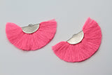 1pair (2pcs) , 5cm Semi-Circle Cotton Fan Tassel in Brass Antique Silver Crimps - Choose your colour