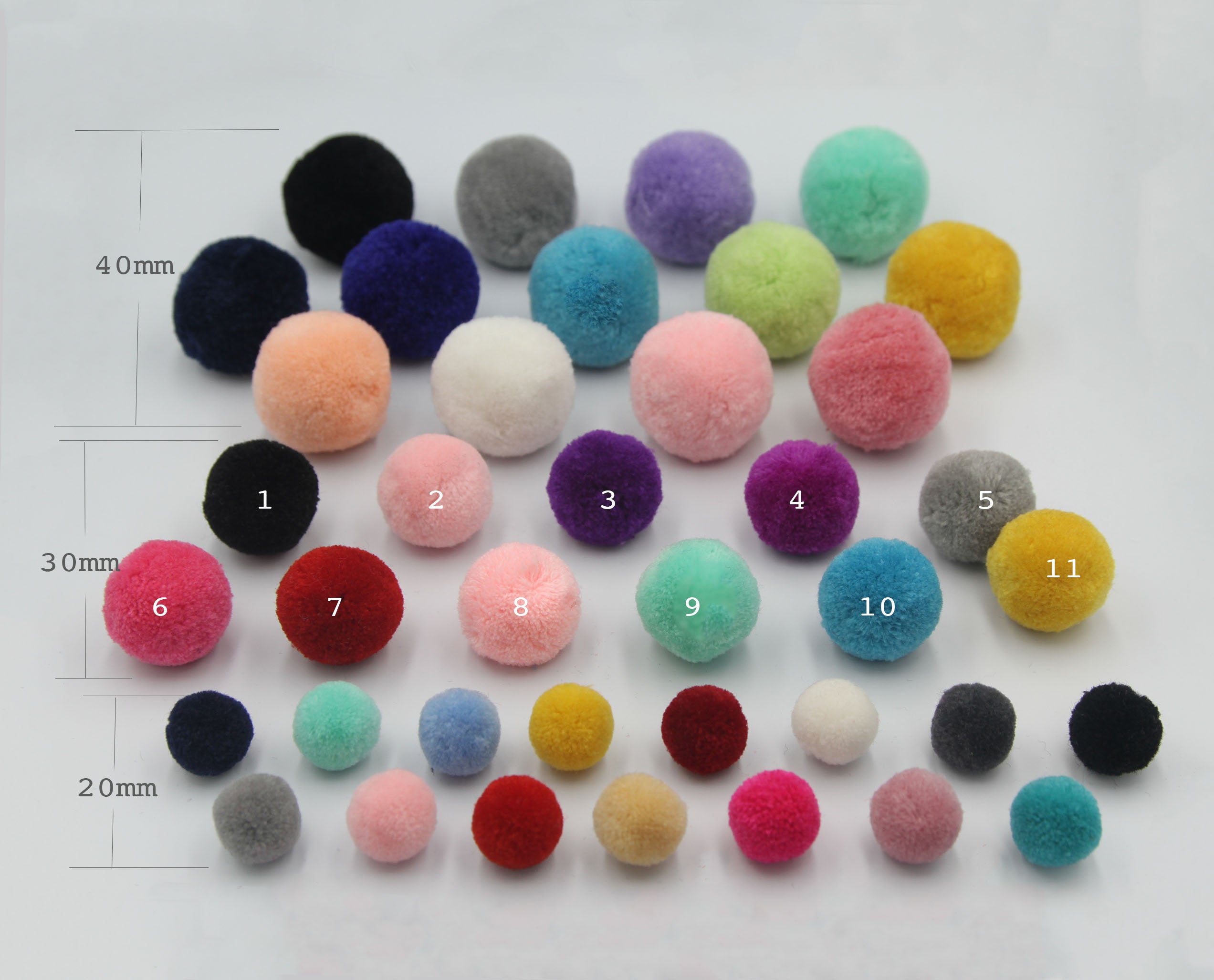 2pcs, 30mm Pompom Fur Ball Plush Ball - Choose your colour