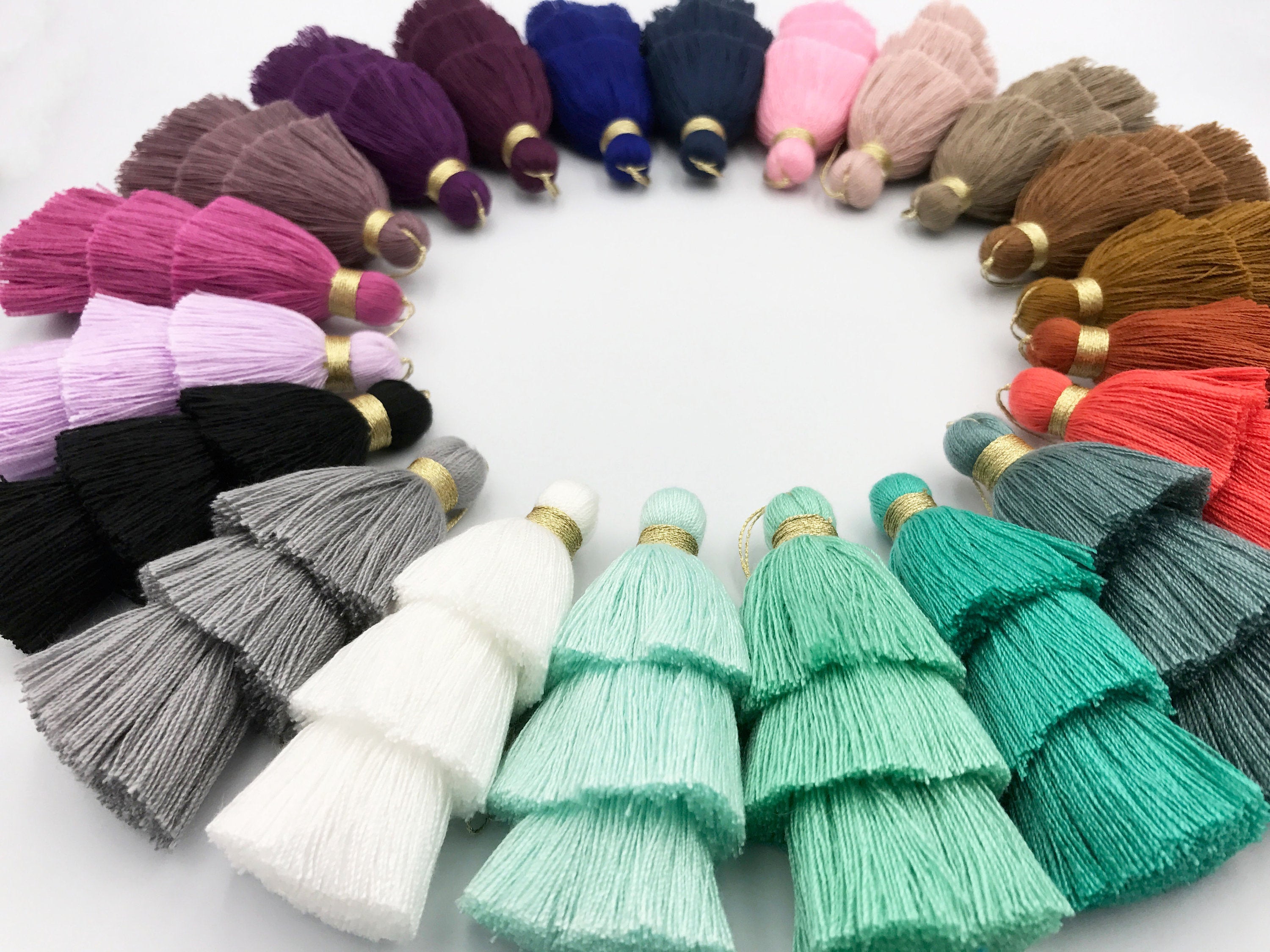 1pc, 8cm 3 Layer Single Coloured Cotton Tassel - Choose your colour