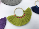 2pc, 5cm, Cotton Tassels In Round Metal Loop / Ring III