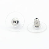 10pcs, 12x7mm, 304 Stainless Steel Earnuts Components with Plastic in Stainless Steel Colour