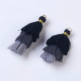2pcs, 4,3 cm, Small 3 Layer Multi Coloured Cotton Tassel