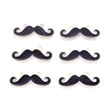1 pc,  28x11.5x2.5mm, Alloy Links, with Enamel, Lead Free and Nickel Free, Moustache, Black
