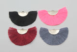 1pair (2pcs) , 5cm Semi-Circle Cotton Fan Tassel in Brass Antique Silver Crimps - Choose your colour