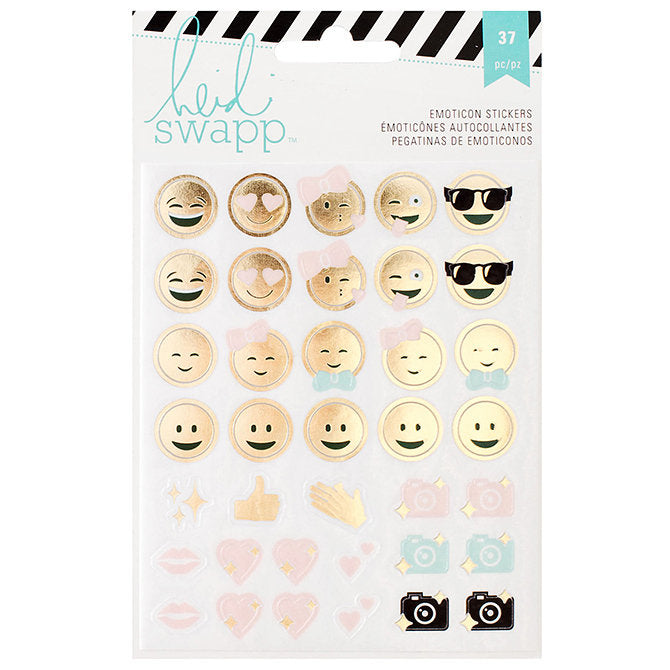 CLEARANCE!!! - Heidi Swapp Gold Foil Sticker - Emoticons  37 Pieces Stickers