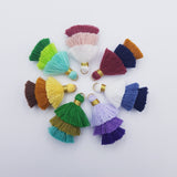 2pcs, 3.5cm, Mini 3 Layer Multi Coloured Cotton Tassel IV