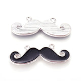 1 pc,  28x11.5x2.5mm, Alloy Links, with Enamel, Lead Free and Nickel Free, Moustache, Black
