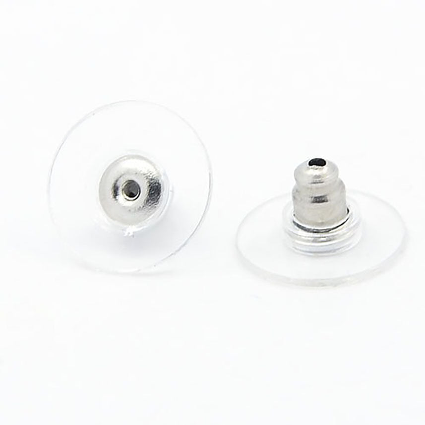 4pcs, 8mm Tray, Stainless Steel Bezel Ear Stud Components with hook/loop/connector, in Stainless Steel Colour