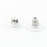 4pcs, 12mm Tray, Stainless Steel Bezel Ear Stud Components with hook/loop/connector, in Stainless Steel Colour