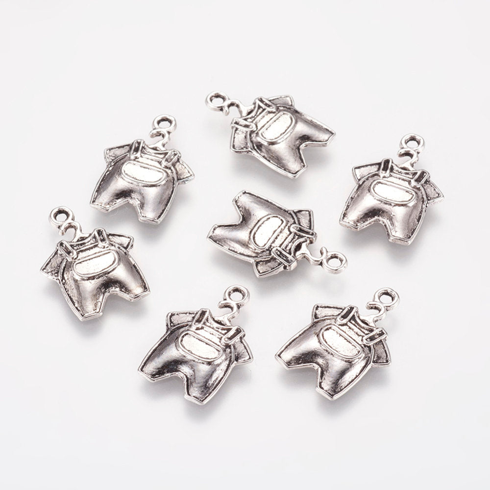 5 pcs, 21x16x3mm, Tibetan Style Alloy Family Charms, Baby jumper clothes, Lead Free & Nickel Free in Antique Silver
