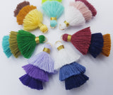 2pcs, 3.5cm, Mini 3 Layer Multi Coloured Cotton Tassel IV