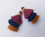 2pcs, 3.5cm, Mini 3 Layer Multi Coloured Cotton Tassel IV