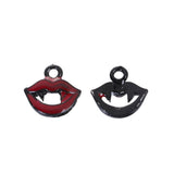 5pcs, 13mm x 12mm,  Halloween charms Vampire lips Charms Lip Black & Red