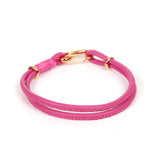 1pc, PU Leather Cord European Style Double Layer Charm Bracelets wit Gold Plated Clasp 19.5cm(7 5/8") long