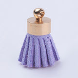 10pcs, 18x9mm, Suede Cord Tassel Pendants, with Brass Findings, Golden, Mixed Color