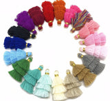 2pcs, 3.5cm, Mini 3 Layer Single Coloured Cotton Tassel