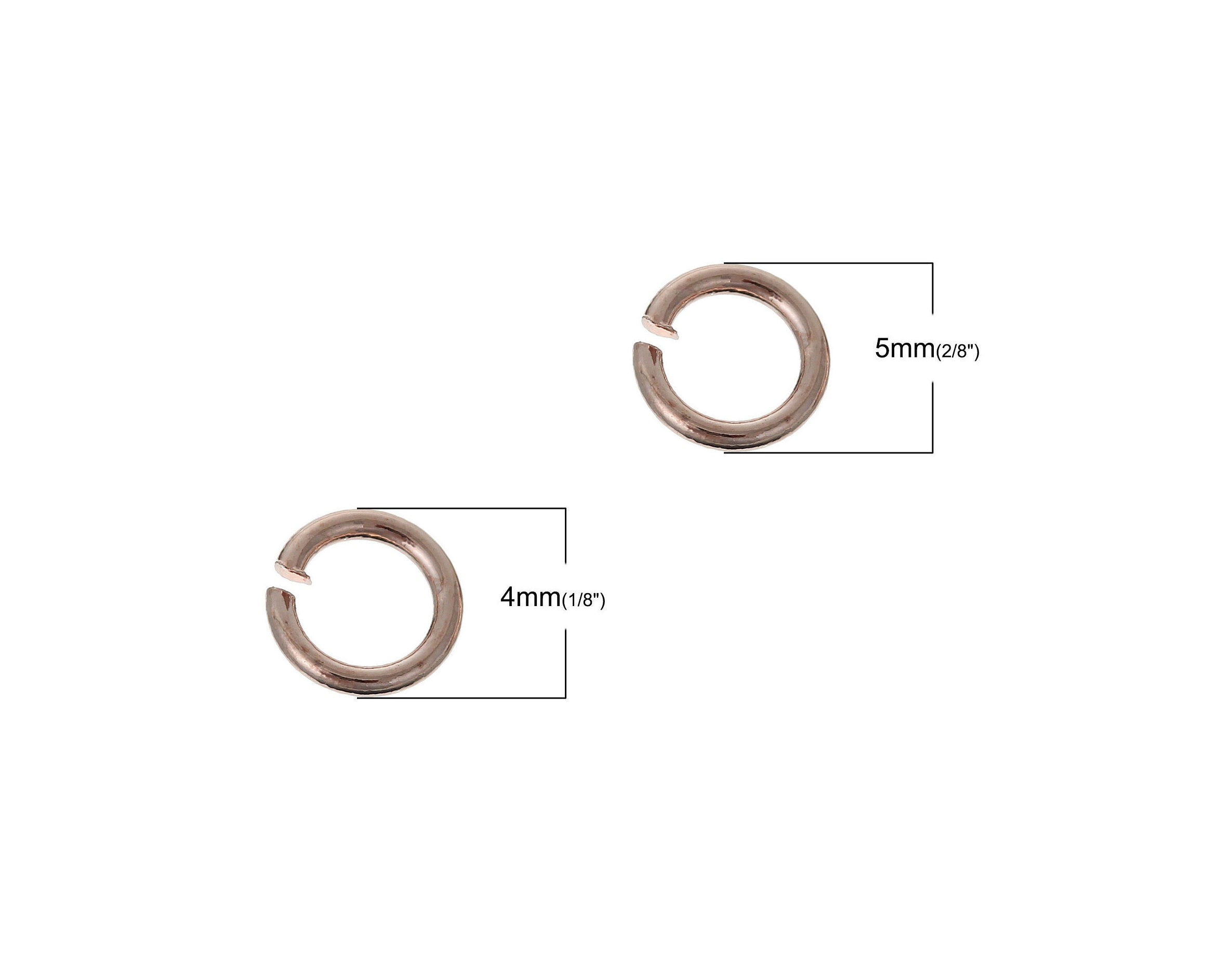 50pcs/100pcs, 4mm/5mm, Iron Based Alloy Open Jump Ring Findings in Rose Gold