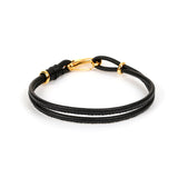 1pc, PU Leather Cord European Style Double Layer Charm Bracelets wit Gold Plated Clasp 19.5cm(7 5/8") long