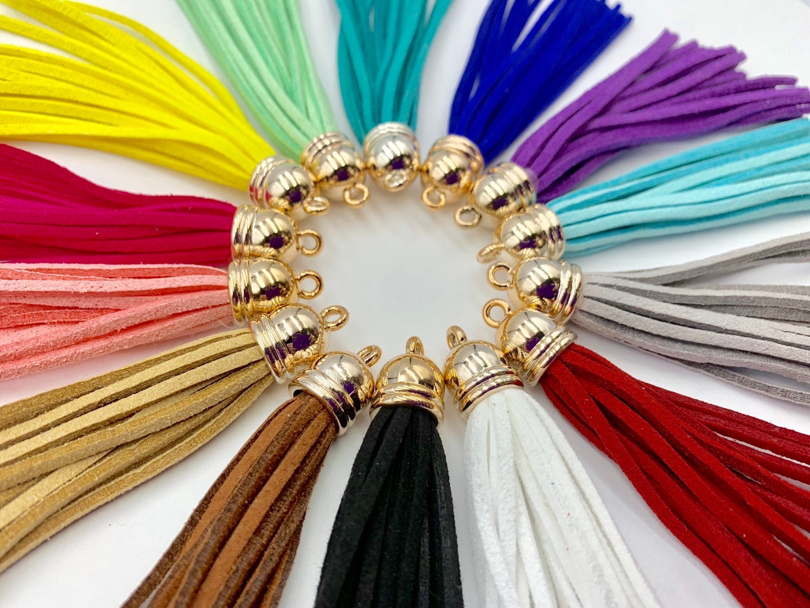 2pc 85mm Suede Tassels /tassel In Gold Cap - Choose Your Colour