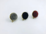 2pcs, 20mm, Fur mink ear stud Components with hook/loop/connector - choose your colour