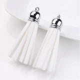 2pcs, 55~65x12mm, Suede Tassel In Brass Findings Cap in Platinum