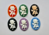 2pcs, Flower Cameo Resin Cabochon