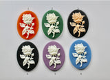 2pcs, Flower Cameo Resin Cabochon