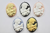 2pcs, Lady Cameo Resin Cabochon