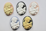 2pcs, Lady Cameo Resin Cabochon