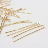 50pcs, 4cm/5cm long Iron Headpins, Light Gold