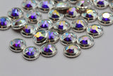 1/5/10pcs, SS34( Approx 7.069mm) , Genuine Swarovski 2078H Framed Cabochon Flatback Hotfix with crystal in crystal AB with Silver Setting