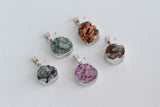 1pc, 23~28x14~17x7~14mm, Platinum Plated Dyed Flat Round Natural Agate Pendants, with Iron Pinch Bails and Alloy Findings