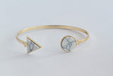 1pc,  Geometric Triangle and Round Faux Marble White Howlite Bracelets & Bangle