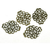 5pcs, 37x30mm, Iron Based Alloy Lead & Nickel Safe Filigree in Antique Bronze Flower Wraps Filigree Stamping Connectors