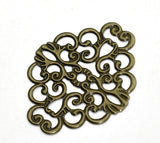 5pcs, 37x30mm, Iron Based Alloy Lead & Nickel Safe Filigree in Antique Bronze Flower Wraps Filigree Stamping Connectors