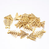 5 pcs, 43x21x2.5mm, Tibetan Style Alloy Finding Fishbone, Lead Free and Cadmium Free, Antique Golden