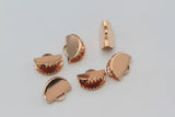 4pcs, 15x12.5mm, Small Rose Gold Plated Brass Ribbon// Semi Circle Crimp End with Loop // Crimp Findings in Rose Gold