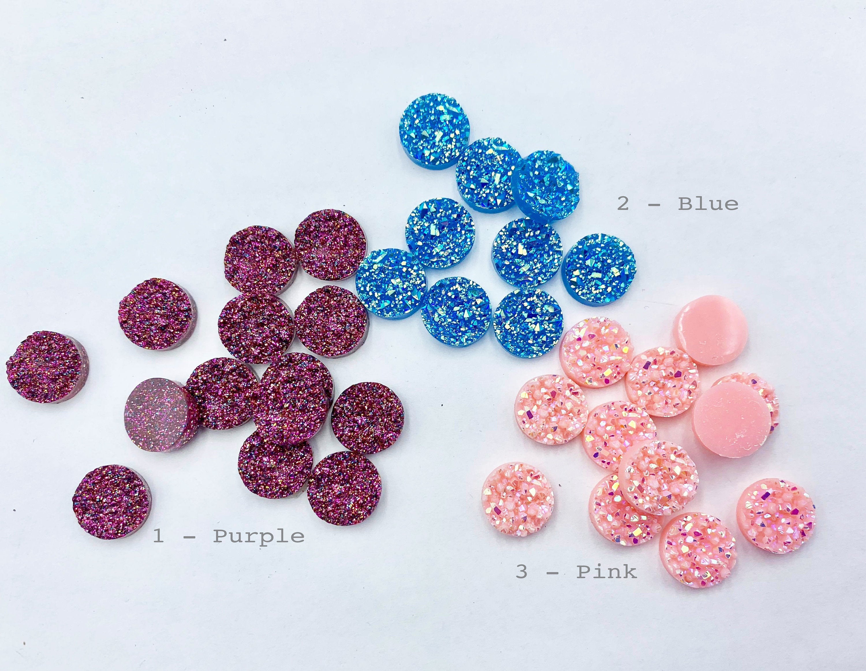 10pcs, 12mm Resin Cabochons, Flat Round, AB Color