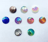 20pcs, 12mm Resin Cabochons, Imitation Druzy Agate, Flat Round, AB Color Plated