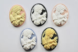 2pcs, Lady Cameo Resin Cabochon