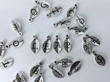 1pc , 7x15mm, Leaf Alphabet /Capital Letter Pendant / Charm in Antique Silver