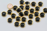 2/5/10pcs, SS34(7.069mm), Genuine Swarovski 2078H Framed Cabochon Flatback Hotfix with crystal in Jet with Gold Setting