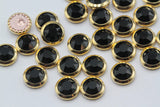2/5/10pcs, SS34(7.069mm), Genuine Swarovski 2078H Framed Cabochon Flatback Hotfix with crystal in Jet with Gold Setting