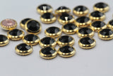 2/5/10pcs, SS34(7.069mm), Genuine Swarovski 2078H Framed Cabochon Flatback Hotfix with crystal in Jet with Gold Setting